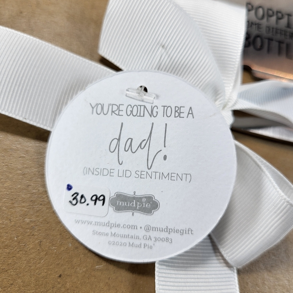 Mud Pie Dad Glass Beer MUG & OPENER Baby Announcement Gift SET Gift Box NIB NEW - Picture 10 of 16